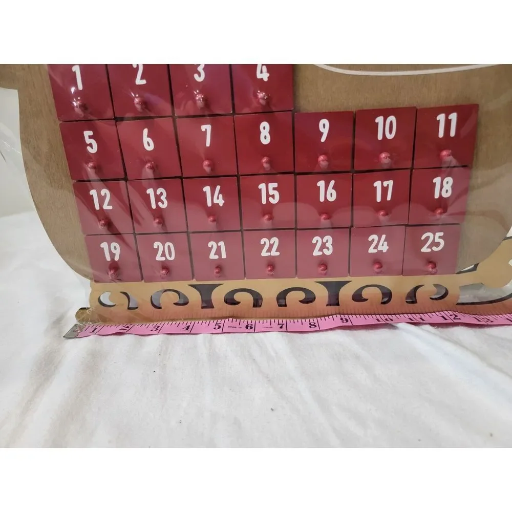 New Wooden Advent Calendar Boxes Santa‎ Sleigh Shape Countdown Christmas